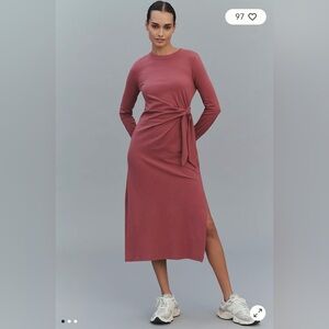 Daily Practice/Anthropologie Tie Breaker Midi Dress in Dusted Plum Size S. NWT
